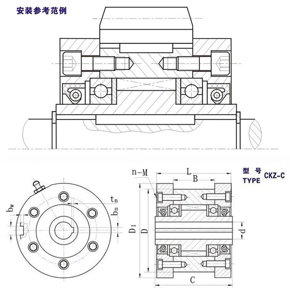 CKZ-C滾柱式超越離合器結(jié)構(gòu)圖 CKZ-C滾柱式超越離合器結(jié)構(gòu)圖